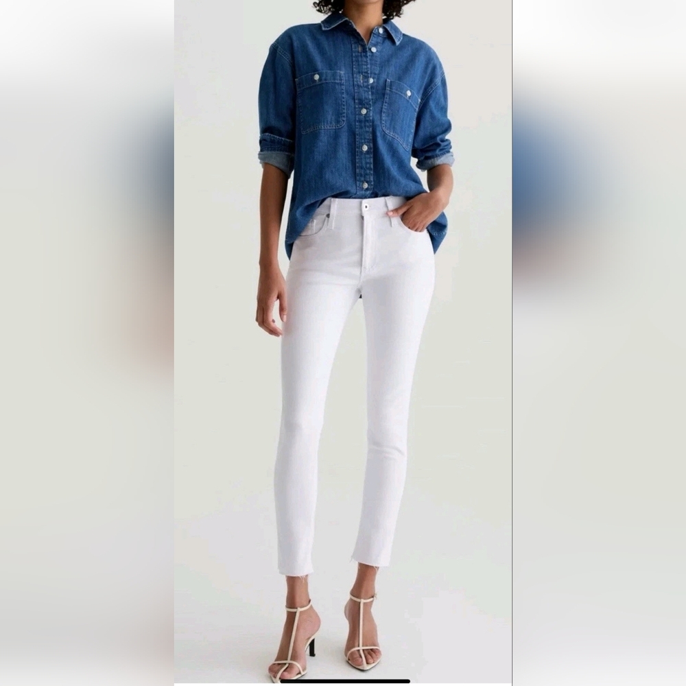 AG FARRAH HIGH RISE SKINNY ANKLE JEANS in WHITE SIZE 26
